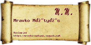 Mravko Mátyás névjegykártya